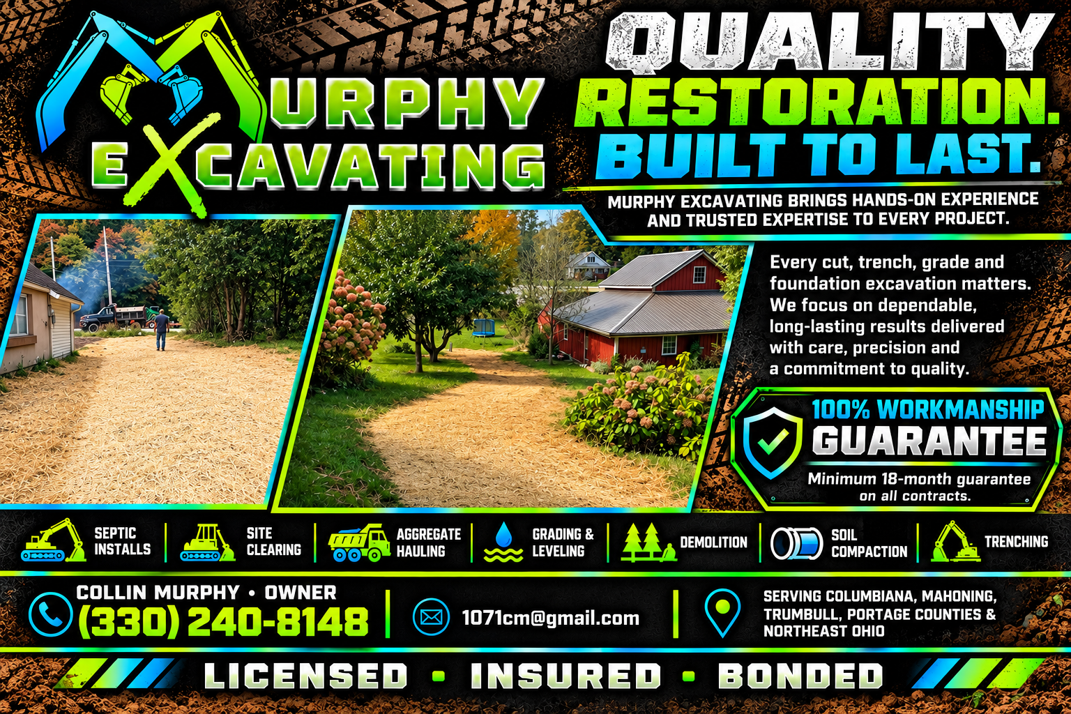 Murphy Excavating gold standard — quality restoration, built to last, 100% workmanship guarantee