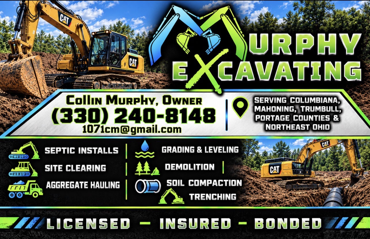 Murphy Excavating ad — services, phone number and service area